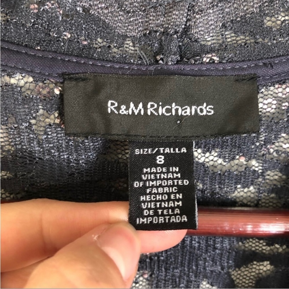 R&M Richards Gray Sheer Lace Crop Sweater - Picture 9 of 11